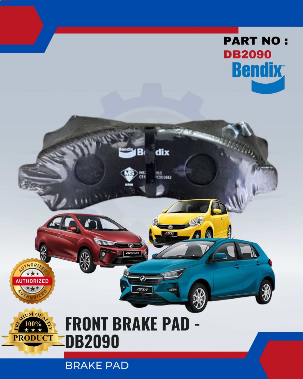 Perodua Axia Bezza Myvi Lagi Best Front Disc Brake Pad Bendix